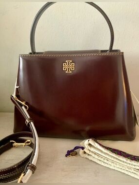 NWT TORY BURCH BRITTEN LARGE SMOOTH LEATHER SATCHEL CROSSBODY TEMPRANILLO $700